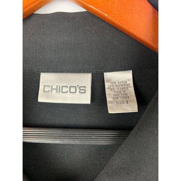 Chicos Womens Long Sleeve Button-Up Jacket Size 3 Black Rayon/Polyester Blend - Picture 5 of 5
